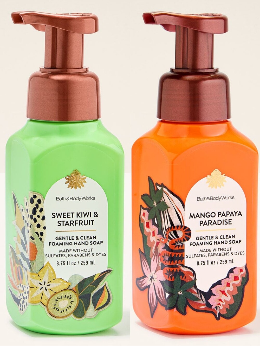 Bath & Body Works Mango Papaya & Sweet Kiwi Foaming Hand Soap Set New RARE